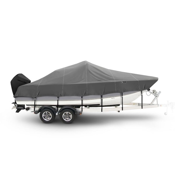 Eevelle Windstorm Boat Cover V HULL Center Console, Low or No Bow Rails Inboard 17' 6in. L 90in. W Charcoal WSVCC1790-CHL - main